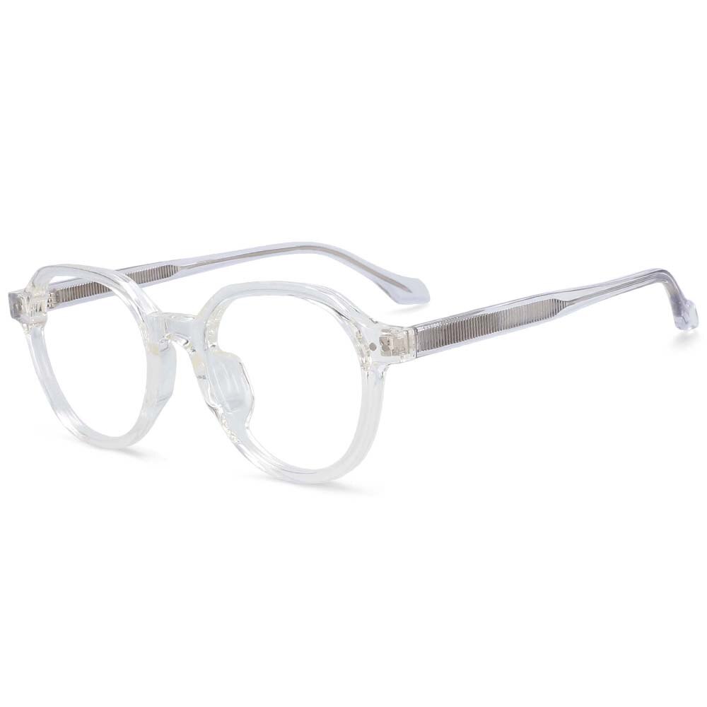 CCspace Women's Full Rim Round Acetate Titanium Frame Eyeglasses 54255 Full Rim CCspace clear China