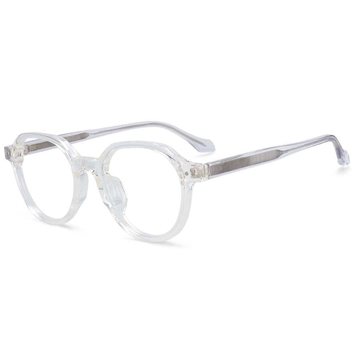 CCspace Women's Full Rim Round Acetate Titanium Frame Eyeglasses 54255 Full Rim CCspace clear China