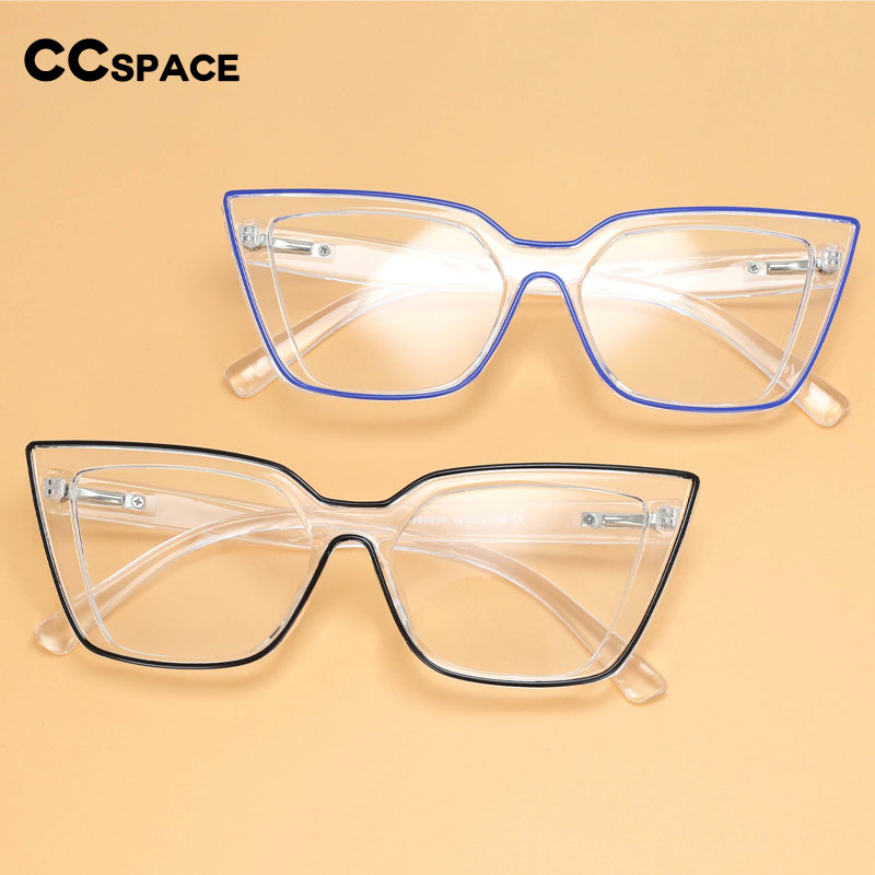 CCspace Women's Full Rim Square Flat Top Cat Eye Acetate Alloy Eyeglasses 55338 Full Rim CCspace