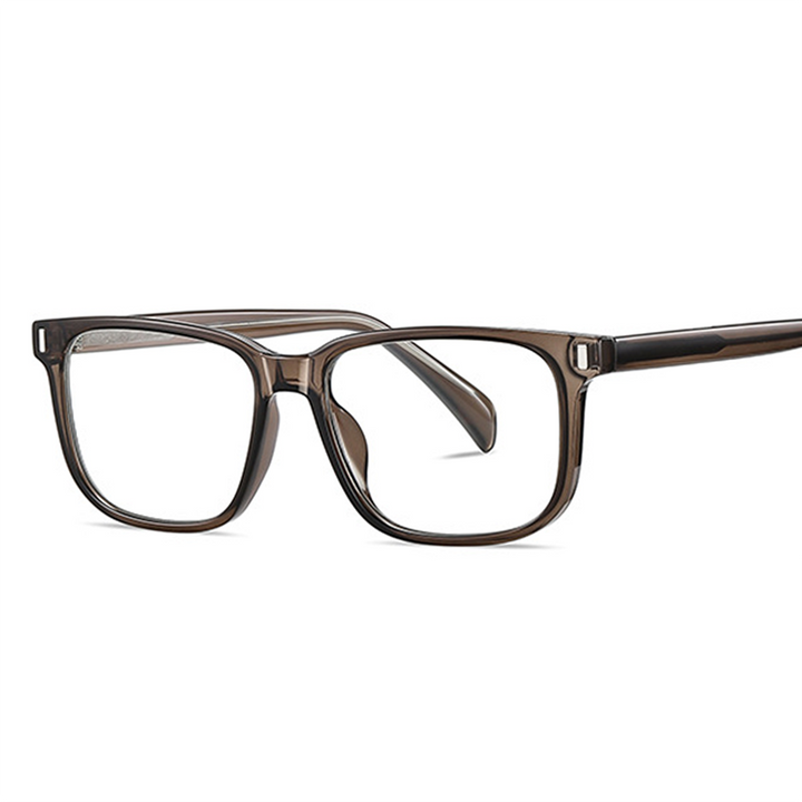 Ralferty Men's Full Rim Square Tr 90 Acetate Eyeglasses With Clip On Polarized Sunglasses D7201 With Clip Ons Ralferty