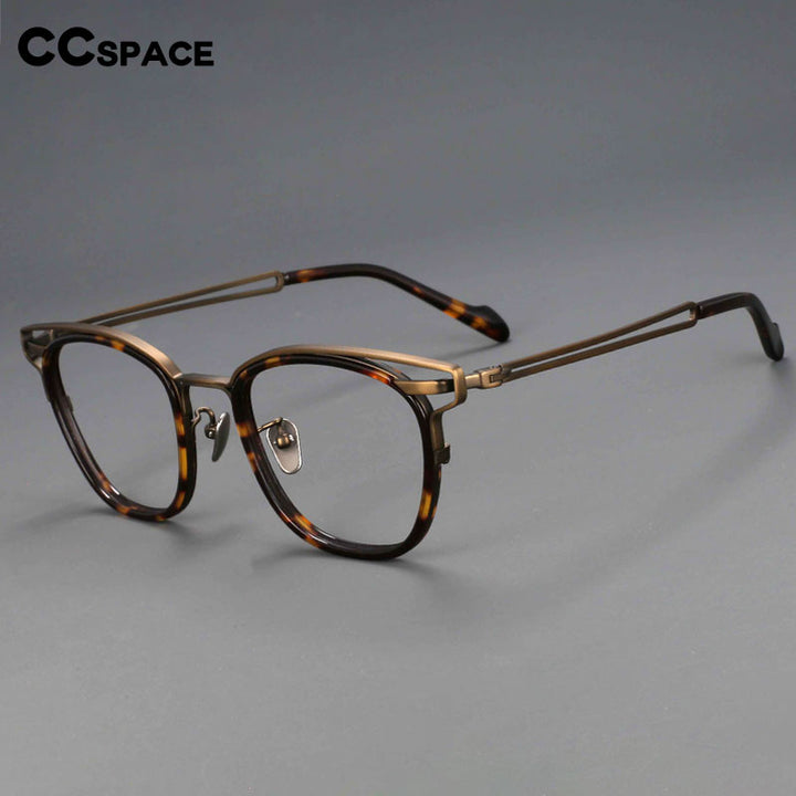 CCspace Unisex Full Rim Square Titanium Acetate Eyeglasses 55227 Full Rim CCspace