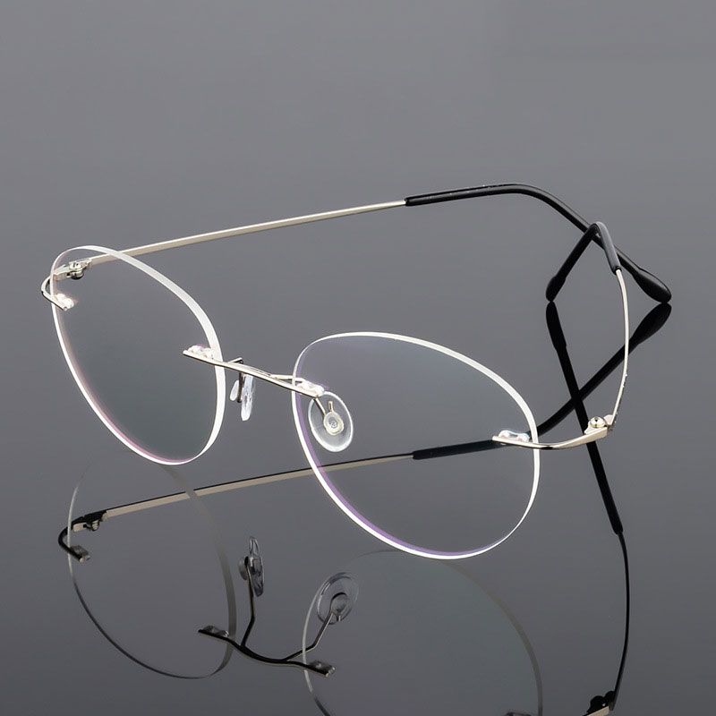 Handoer Unisex Rimless Customized Shaped Lenses 862 Alloy Eyeglasses Rimless Handoer