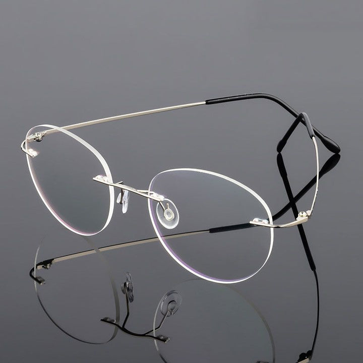 Handoer Unisex Rimless Customized Shaped Lenses 862 Alloy Eyeglasses Rimless Handoer
