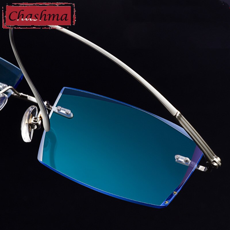 Chashma Ottica Men's Rimless Square Titanium Eyeglasses Tinted Lenses 9083 Rimless Chashma Ottica
