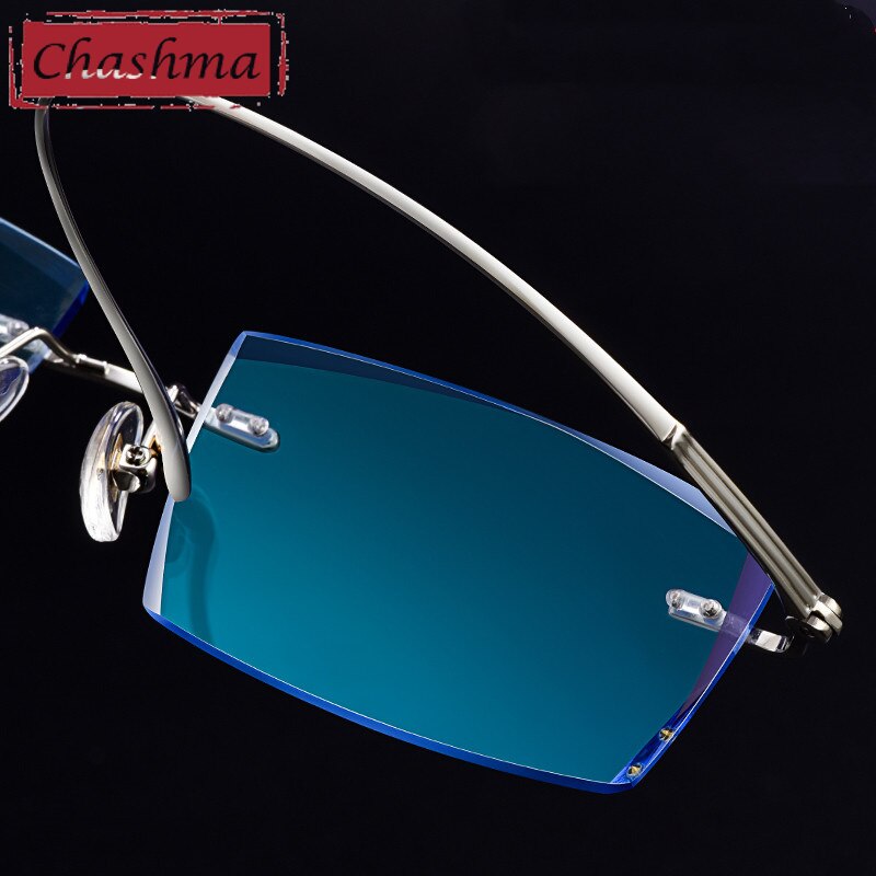 Chashma Ottica Men's Rimless Square Titanium Eyeglasses Tinted Lenses 9083 Rimless Chashma Ottica   