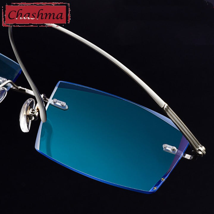 Chashma Ottica Men's Rimless Square Titanium Eyeglasses Tinted Lenses 9083 Rimless Chashma Ottica