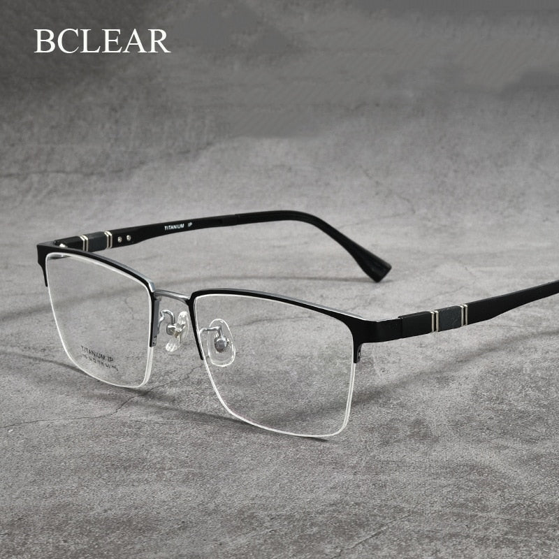 Bclear Unisex Semi Rim Square Titanium Eyeglasses Lb1110 Semi Rim Bclear