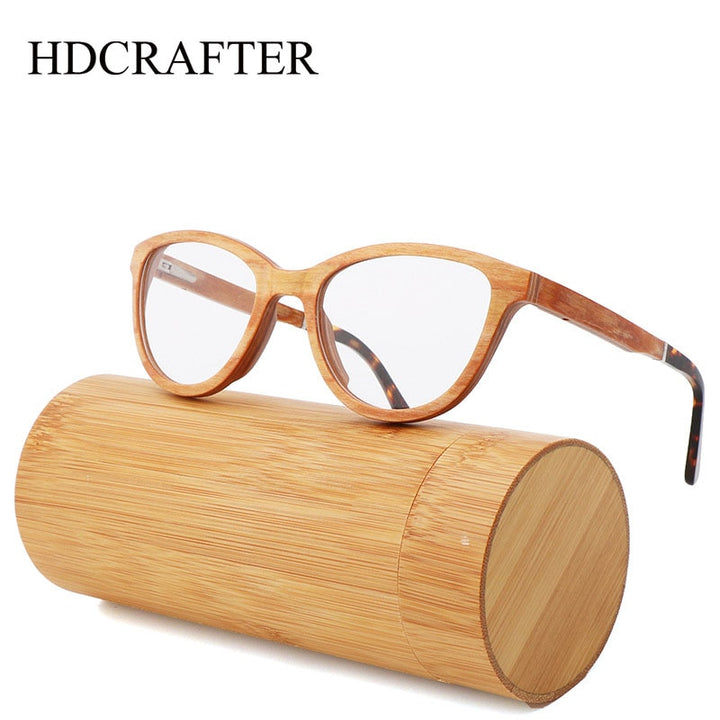 Hdcrafter Unisex Full Rim Square Cat Eye Wood Eyeglasses 56362 Full Rim Hdcrafter Eyeglasses
