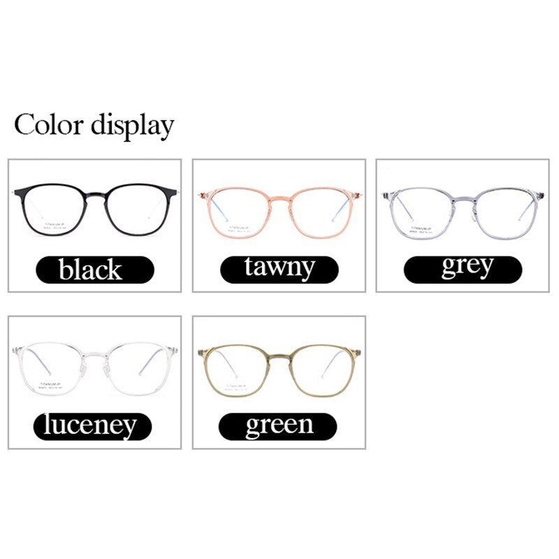 Hotony Unisex Full Rim Round Square Tr 90 Acetate Aluminum Eyeglasses 822m Full Rim Hotony