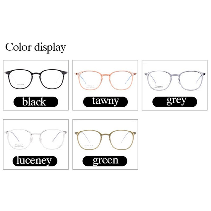 Hotony Unisex Full Rim Round Square Tr 90 Acetate Aluminum Eyeglasses 822m Full Rim Hotony
