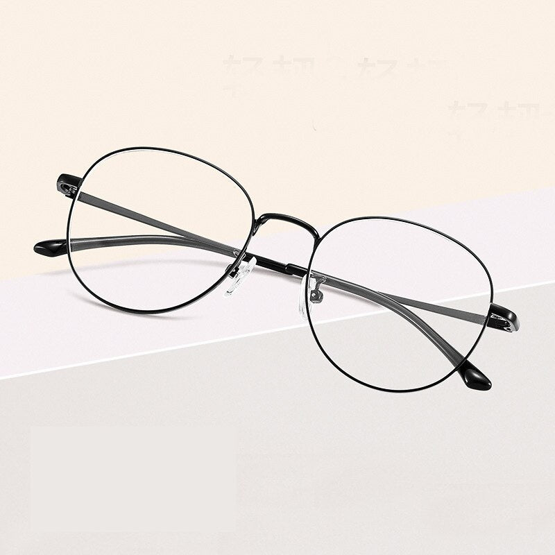 Reven Jate Unisex Full Rim Round Alloy Eyeglasses 8901 Full Rim Reven Jate black