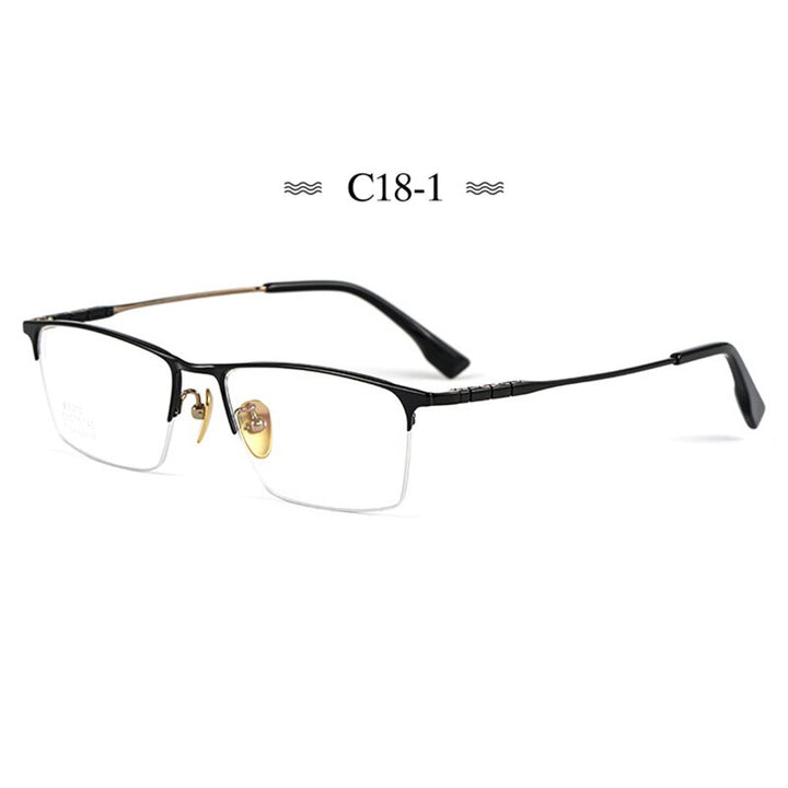 Hotochki Men's Semi Rim Square Tr 90 Titanium Frame Eyeglasses Bv6010 Semi Rim Hotochki C18-1
