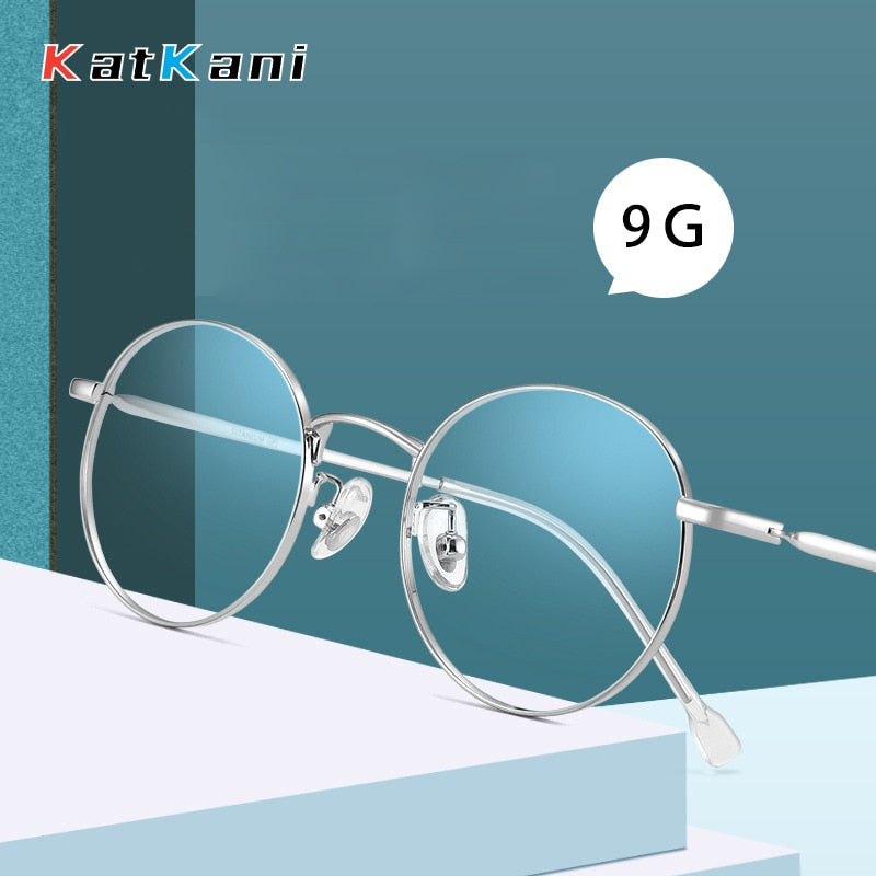 KatKani Unisex Full Rim Small Round Titanium Eyeglasses 8123 Full Rim KatKani Eyeglasses   