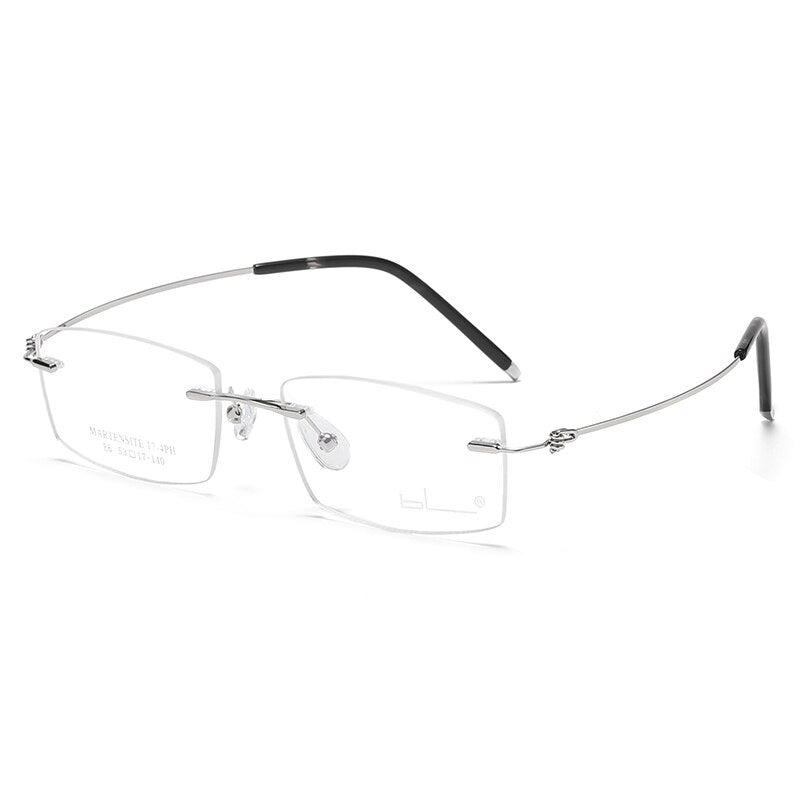 Reven Jate Unisex Rimless Rectangle Titanium Alloy Eyeglasses 8581 Rimless Reven Jate silver