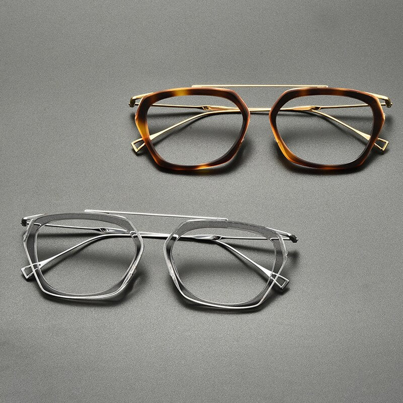Gatenac Unisex Full Rim Oval Round Titanium Acetate Eyeglasses Gxyj845 Full Rim Gatenac