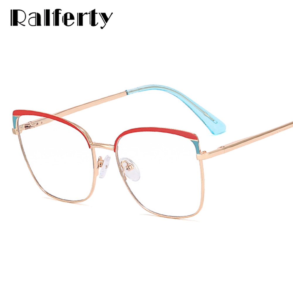 Ralferty Women's Full Rim Square Tr 90 Acetate Alloy Eyeglasses F82051 Full Rim Ralferty   