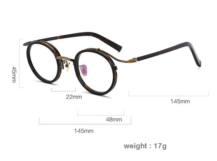 CCspace Unisex Full Rim Round Acetate Titanium Punk Frame Eyeglasses 54243 Full Rim CCspace