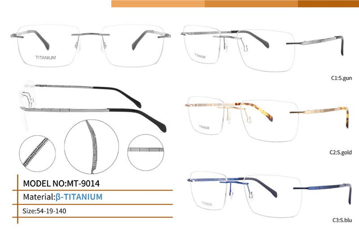 Chashma Ottica Unisex Rimless Square Titanium Eyeglasses 9014 Rimless Chashma Ottica