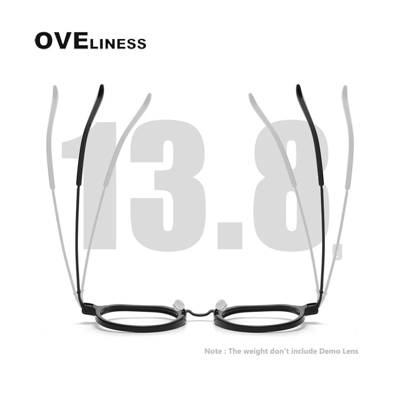 Oveliness Unisex Full Rim Round Double Bridge Acetate Titanium Eyeglasses 9745 Full Rim Oveliness