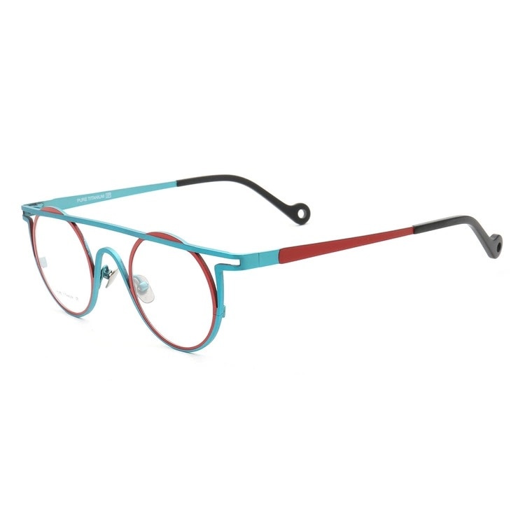 CCspace Unisex Full Rim Round Double Bridge Titanium Eyeglasses 55266 Full Rim CCspace C3 China