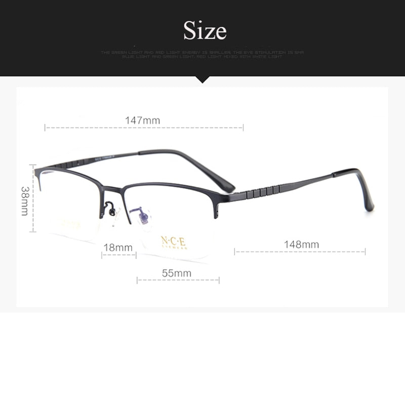 Bclear Men's Semi Rim Square Titanium Eyeglasses My5003 Semi Rim Bclear