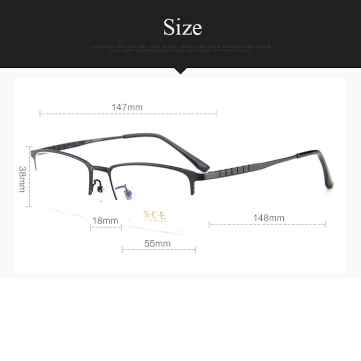 Bclear Men's Semi Rim Square Titanium Eyeglasses My5003 Semi Rim Bclear