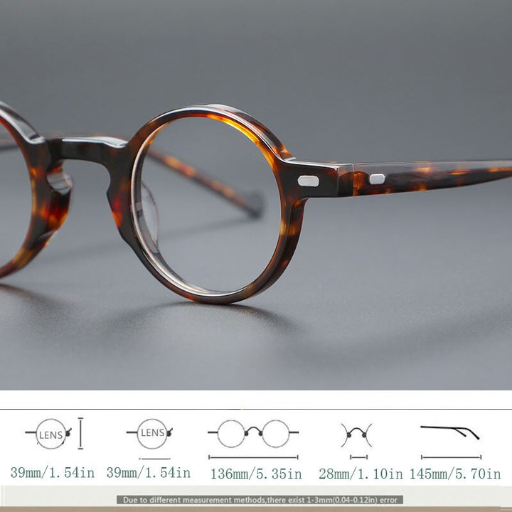 Yujo Unisex Full Rim Small Round Acetate Fiber Eyeglasses Y077 Full Rim Yujo