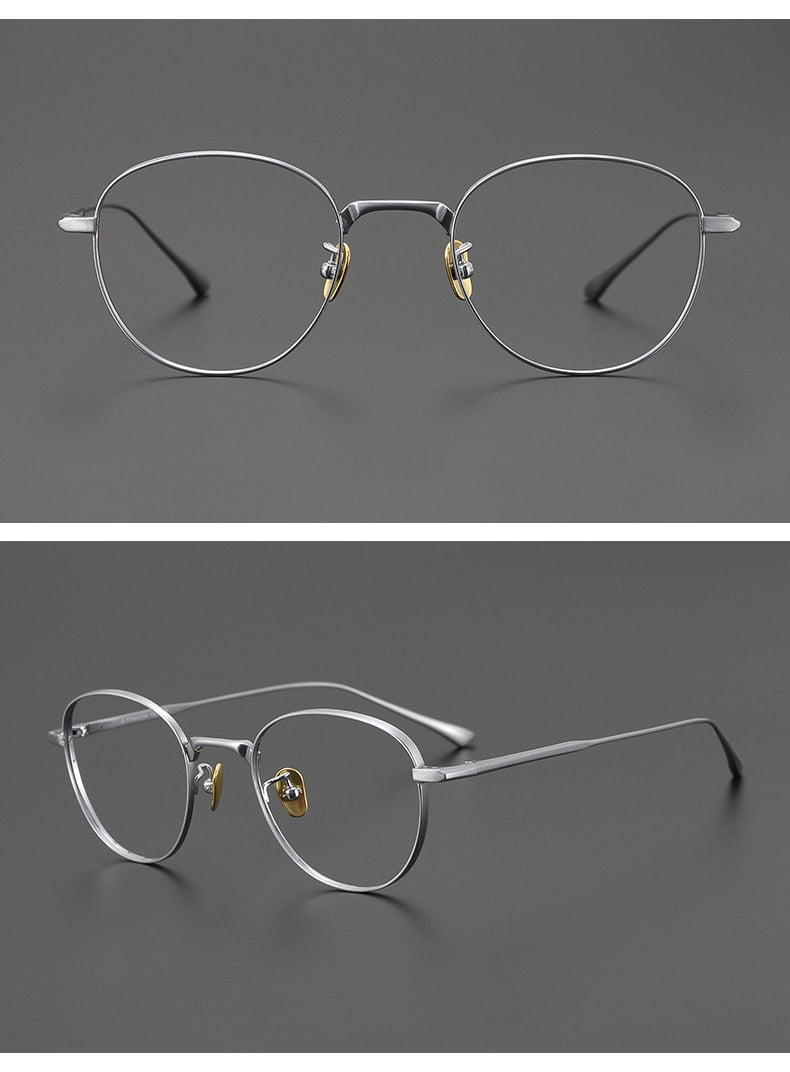Gatenac Unisex Full Rim Round Square Titanium Eyeglasses Gxyj988 Full Rim Gatenac