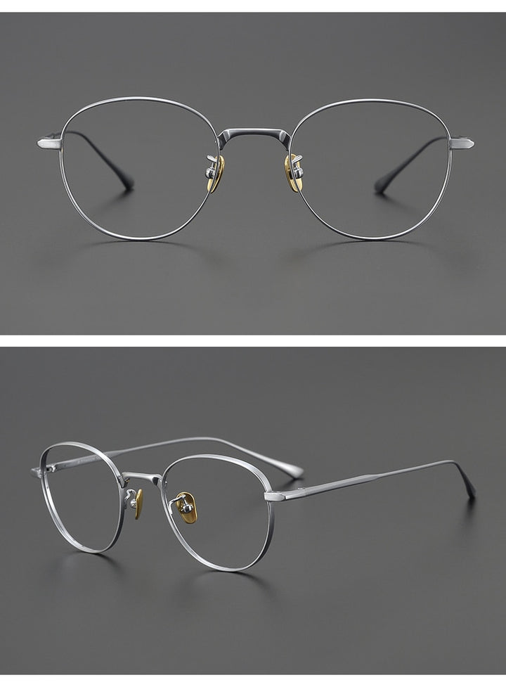 Gatenac Unisex Full Rim Round Square Titanium Eyeglasses Gxyj988 Full Rim Gatenac
