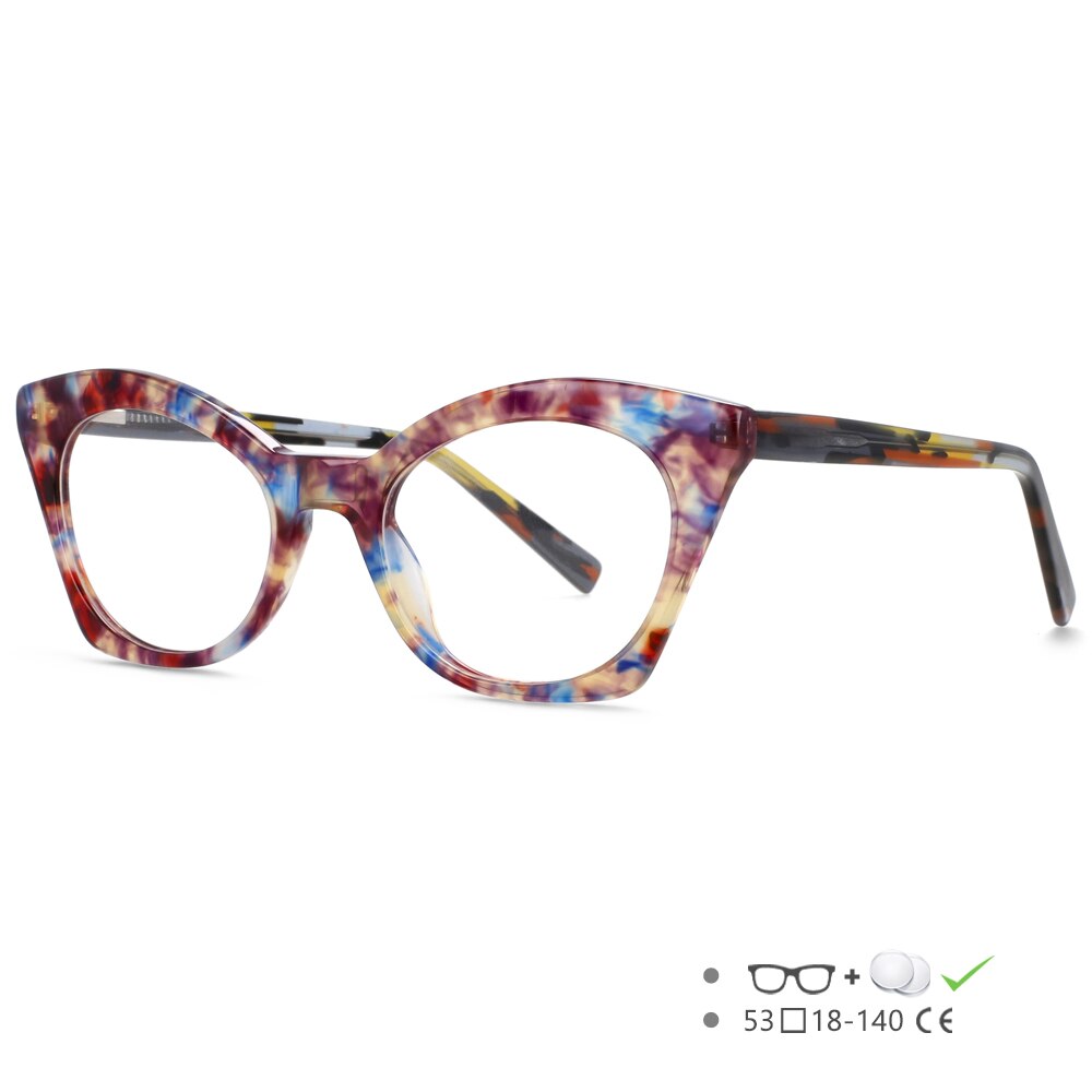 CCspace Unisex Full Rim Square Cat Eye Acetate Eyeglasses 55357 Full Rim CCspace DecorC8 China