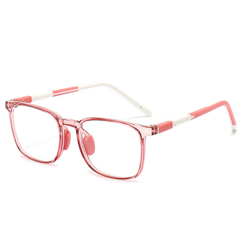 CCspace Unisex Youth Full Rim Square Silicone Eyeglasses 54671 Full Rim CCspace Pink white China