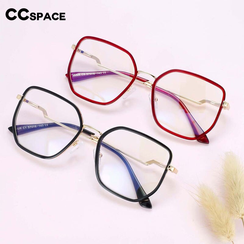 CCspace Women's Full Rim Square Tr 90 Titanium Frame Eyeglasses 54197 Full Rim CCspace