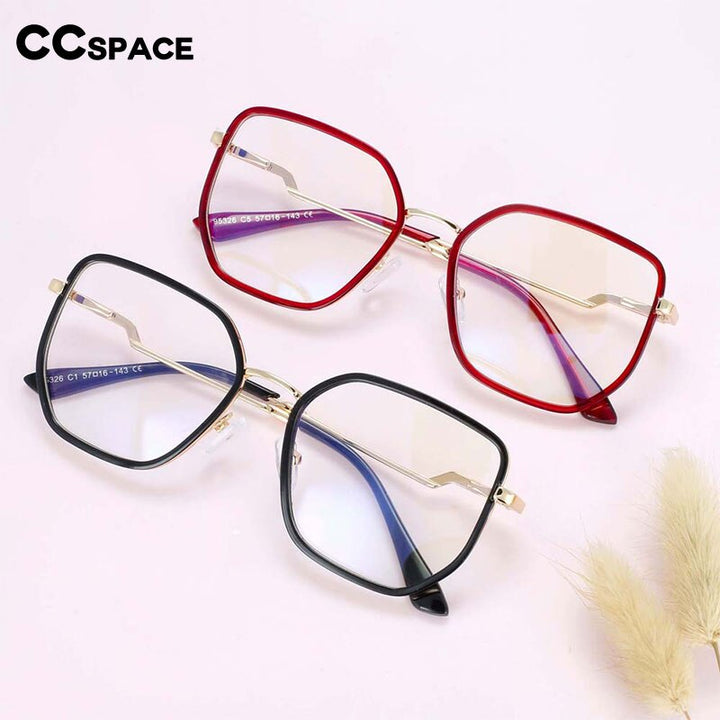 CCspace Women's Full Rim Square Tr 90 Titanium Frame Eyeglasses 54197 Full Rim CCspace