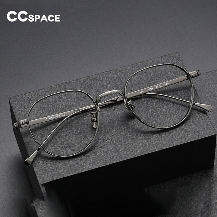 CCspace Unisex Full Rim Round Titanium Eyeglasses 55975 Full Rim CCspace