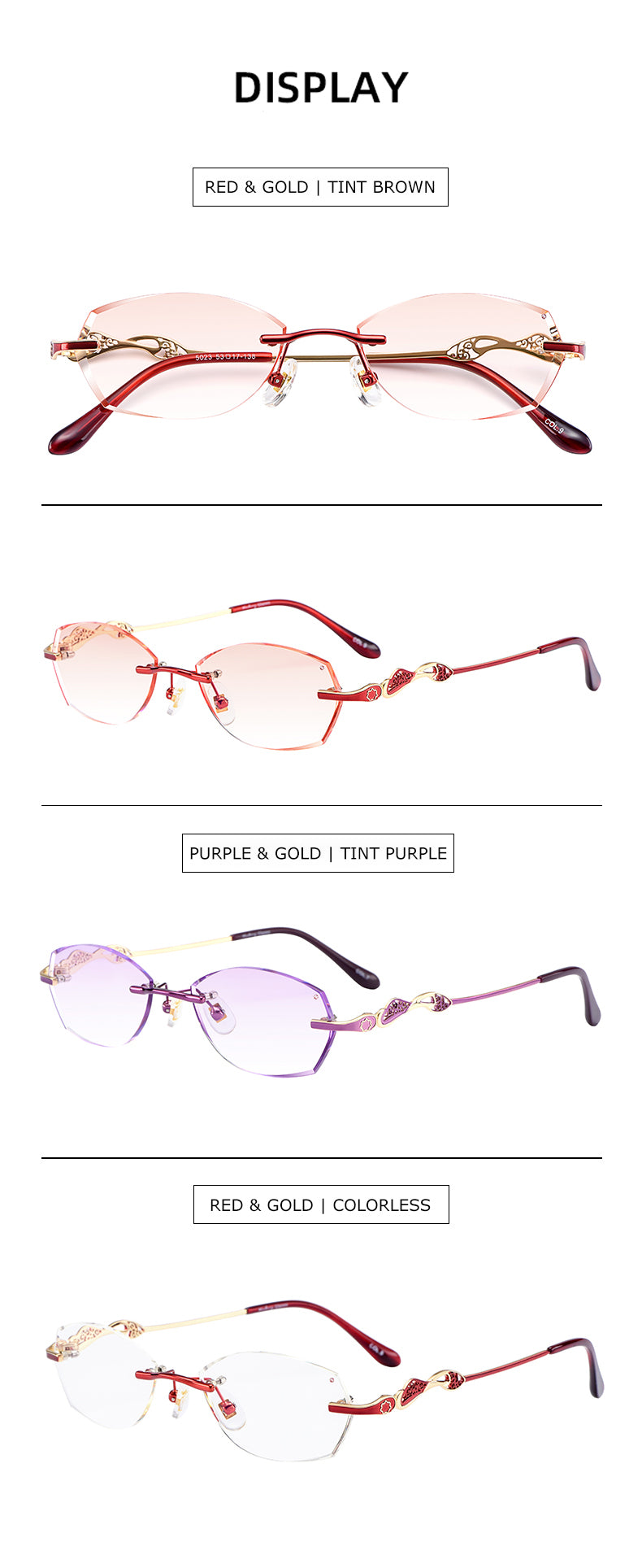 Chashma Women's Rimless Diamond Cut Titanium Oval Frame Eyeglasses 5023 Rimless Chashma