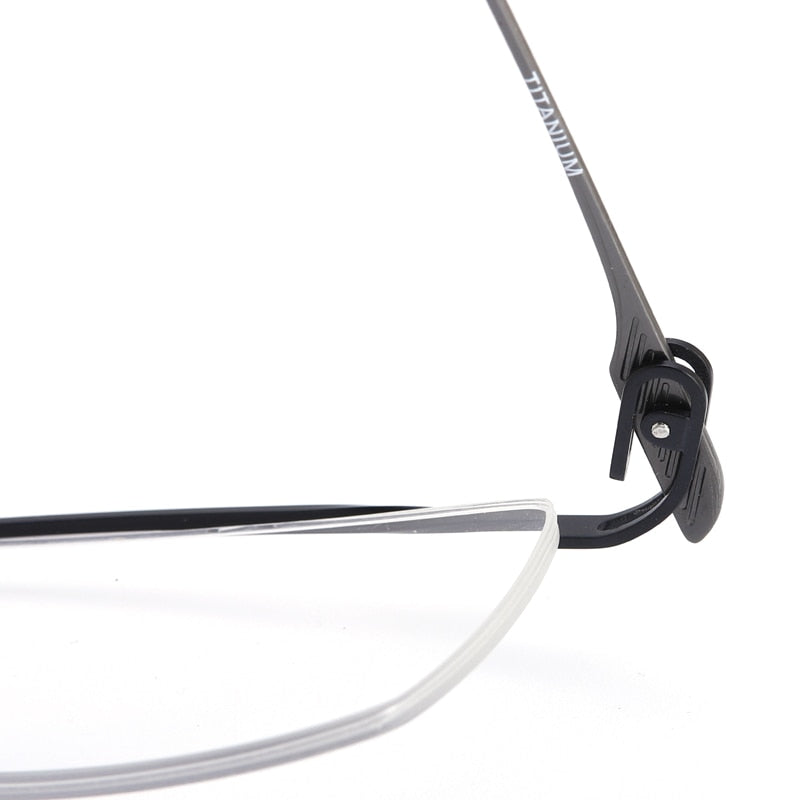 Muzz Men's Semi Rim Rectangle IP Titanium Eyebrow Frame Eyeglasses 04 Semi Rim Muzz