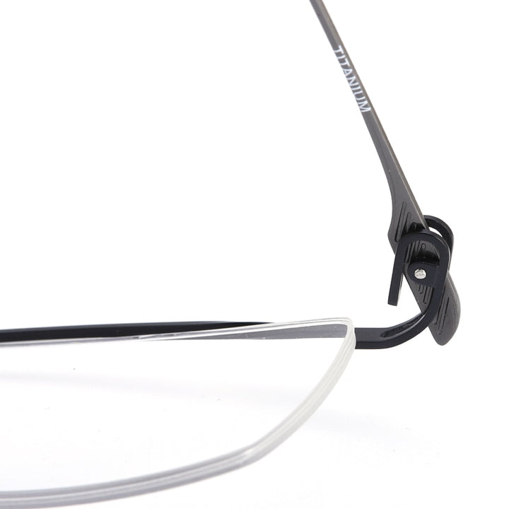 Muzz Men's Semi Rim Rectangle IP Titanium Eyebrow Frame Eyeglasses 04 Semi Rim Muzz