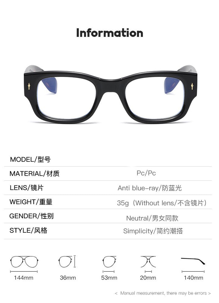 CCspace Unisex Full Rim Rectangle Acetate Eyeglasses 55548 Full Rim CCspace