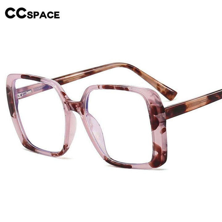 CCSpace Women's Full Rim Oversized Square Tr 90 Titanium Eyeglasses 54640 Full Rim CCspace   