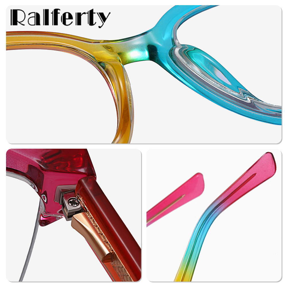 Ralferty Women's  Semi Rim Square Oversized Tr 90 Acetate Eyeglasses Semi Rim Ralferty
