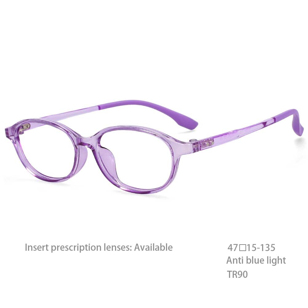 CCspace Unisex Youth Size Full Rim Oval Tr 90 Titanium Frame Eyeglasses 54466 Full Rim CCspace China Purple