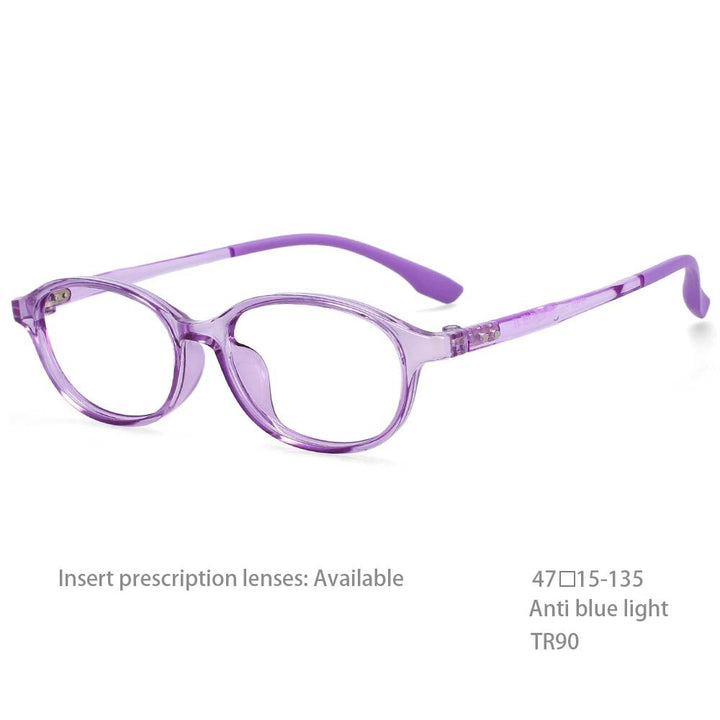 CCspace Unisex Youth Size Full Rim Oval Tr 90 Titanium Frame Eyeglasses 54466 Full Rim CCspace China Purple