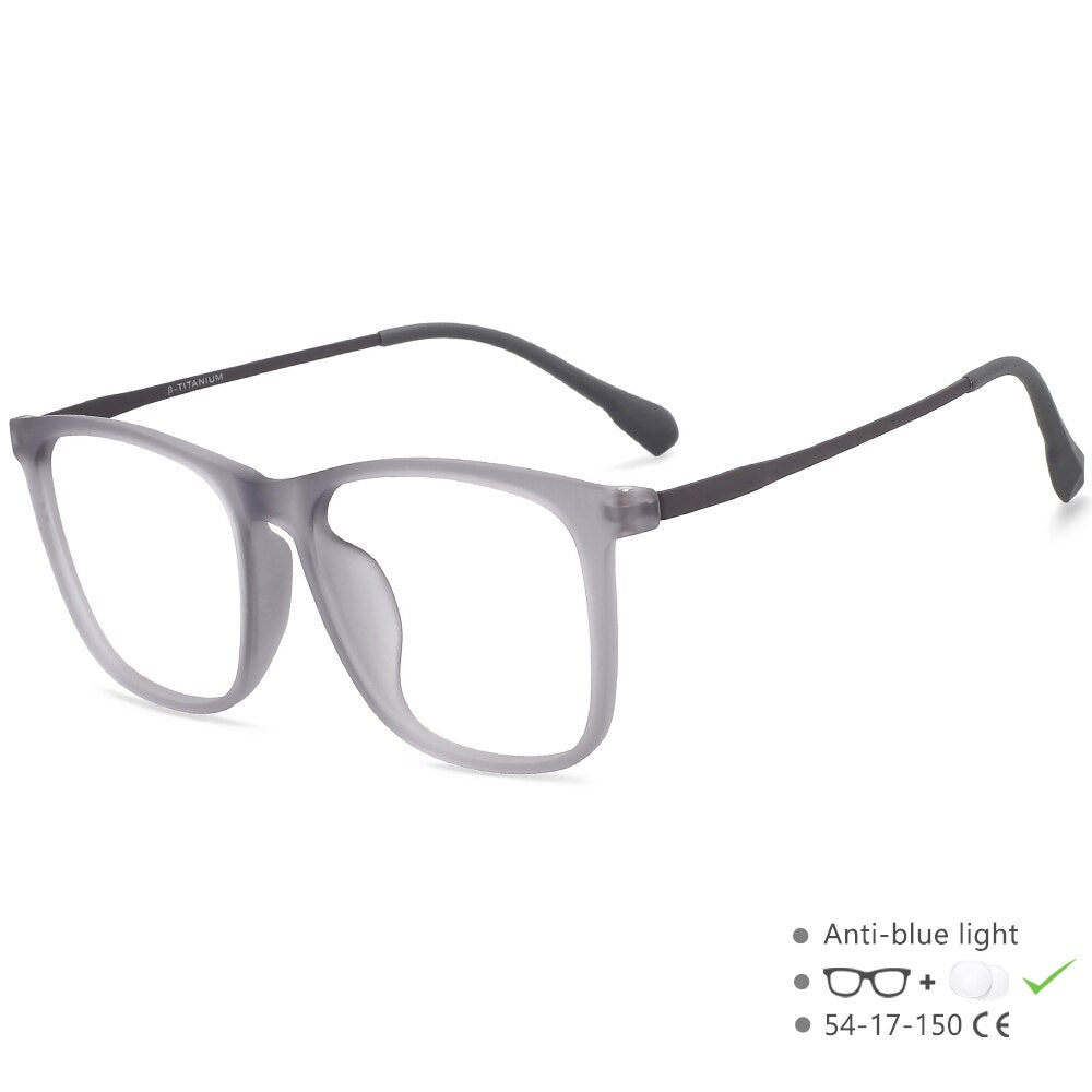 CCspace Unisex Full Rim Square Tr 90 Titanium Eyeglasses 55521 Full Rim CCspace Grey China