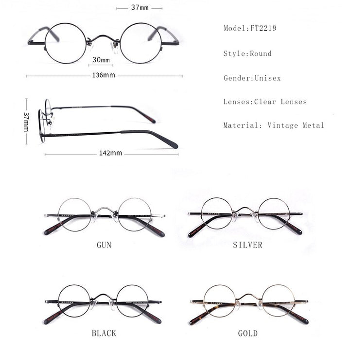 Hdcrafter Unisex Full Rim Round Titanium Alloy Eyeglasses Ft2219 Full Rim Hdcrafter Eyeglasses   