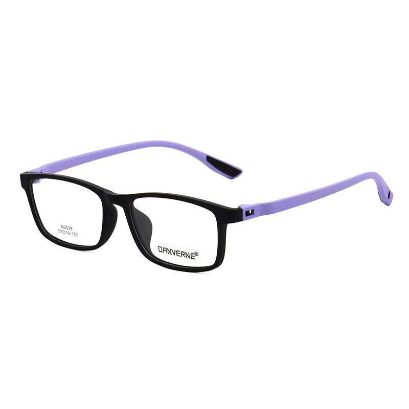 Zirosat Unisex Full Rim Square Ultem Frame Eyeglasses M2039 Full Rim Zirosat black-purple