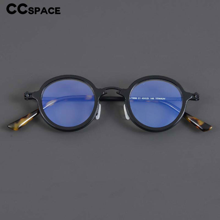 CCspace Unisex Full Rim Irregular Round Acetate Titanium Eyeglasses 54698 Full Rim CCspace