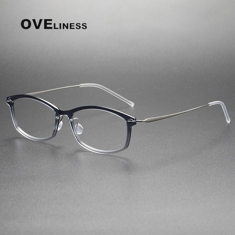 Oveliness Unisex Full Rim Square Screwless Acetate Titanium Eyeglasses 6512 Full Rim Oveliness gradient grey