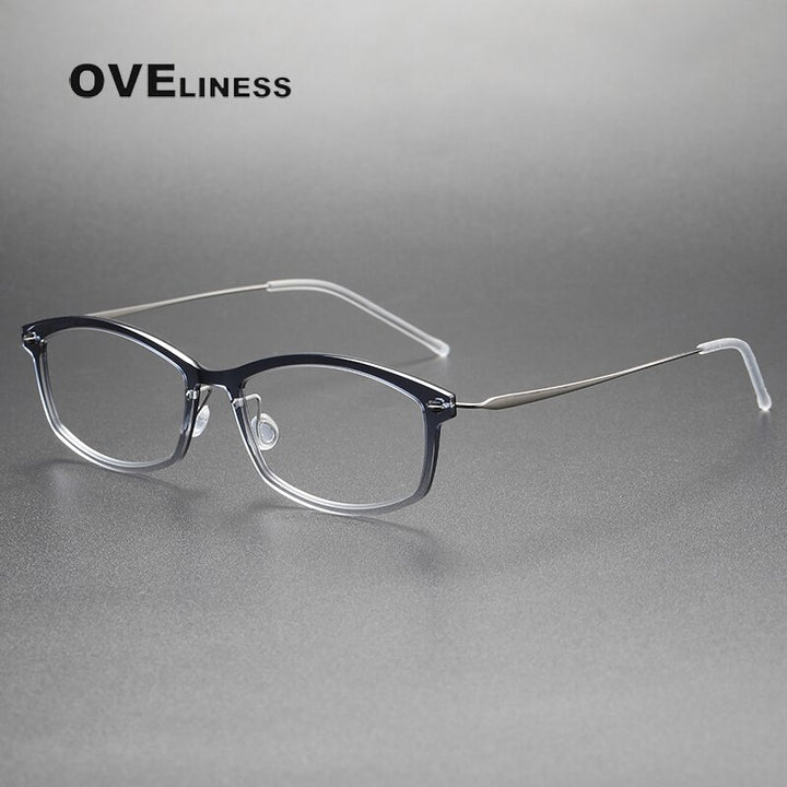 Oveliness Unisex Full Rim Square Screwless Acetate Titanium Eyeglasses 6512 Full Rim Oveliness gradient grey