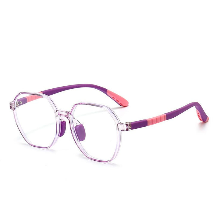CCspace Unisex Youth Full Rim Polygon Tr 90 Silicone Eyeglasses 54667 Full Rim CCspace China Purple pink