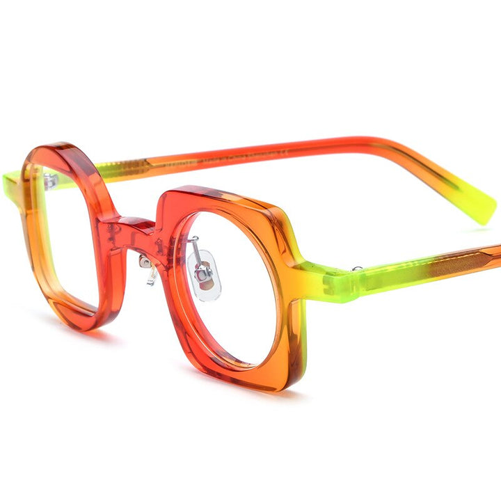 CCspace Unisex Full Rim Square Round Acetate Eyeglasses 55660 Full Rim CCspace RedGreen China